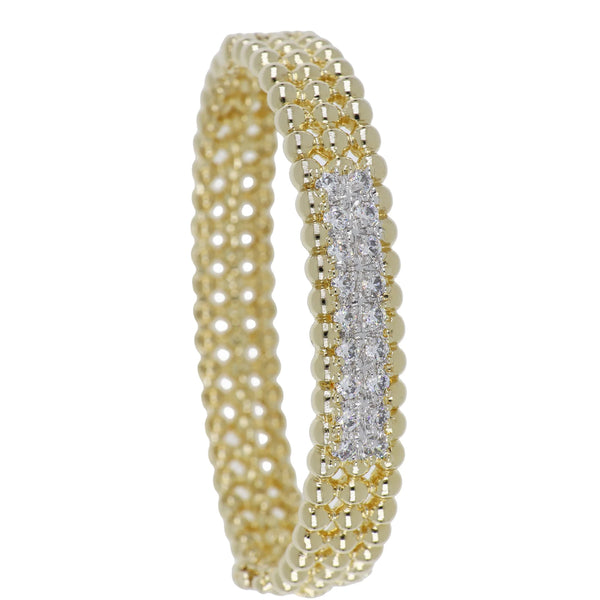 Beaded Collection 3 Row Gold Bracelet - Crystal