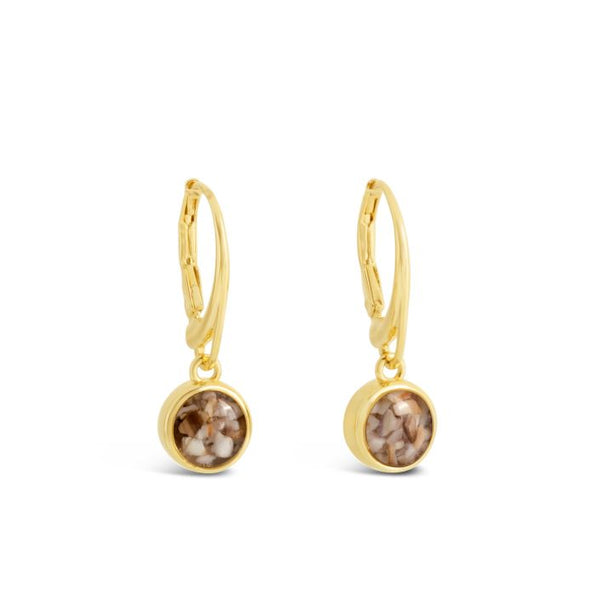 Sand Jewel Leverback Earrings - Round - 14k Gold Vermeil