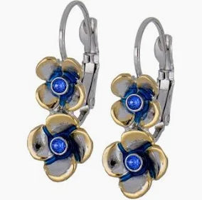 Novelão Collection Two Flower Two-Tone French Wire Earrings