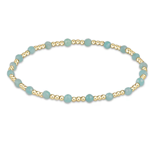Gemstone Gold Sincerity 3mm Bead Bracelet - amazonite
