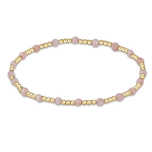 Gemstone Gold Sincerity 3mm Bead Bracelet - pink opal