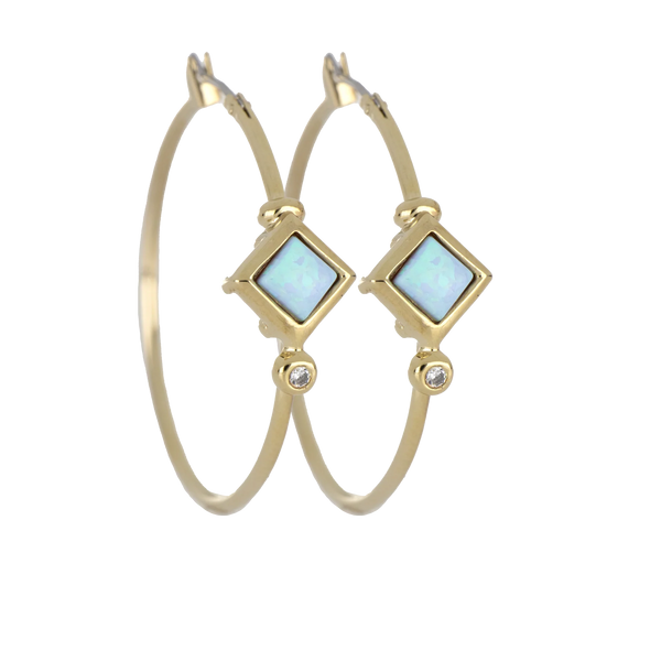 Opalas do Mar Blue Opal Diamond Large Hoop Earring