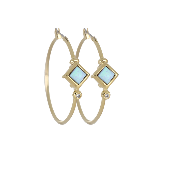Opalas do Mar Blue Opal Diamond Small Hoop Earring