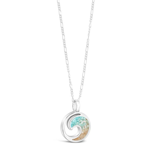 Wave Necklace - Diamond & Turquoise Gradient Adjustable Figaro Chain
