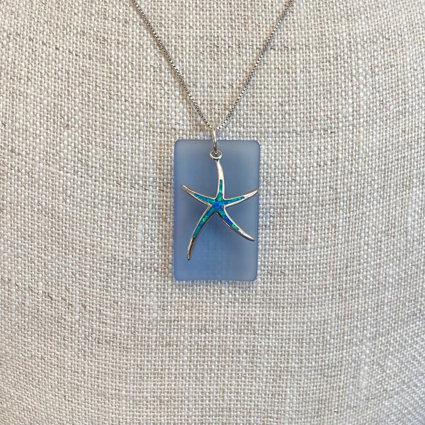 Blue Opal Starfish Sea Glass Necklace