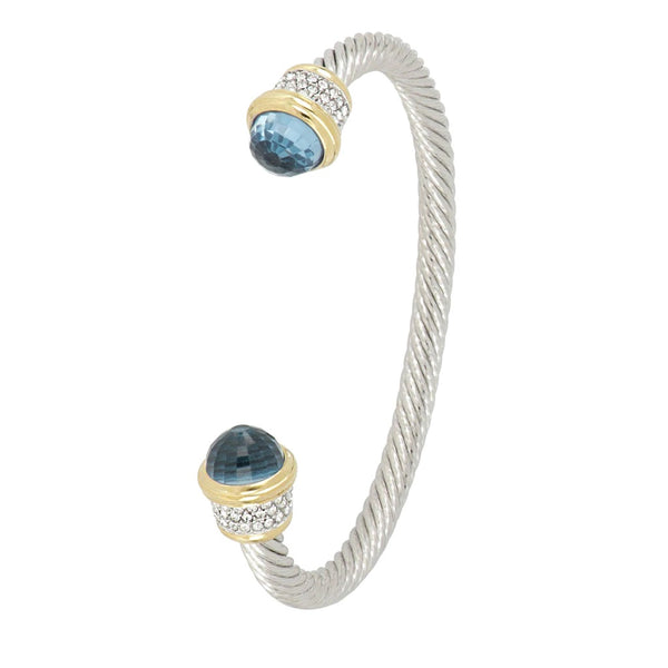 Briolette Wire Cuff Bracelet with Pavé - Aqua