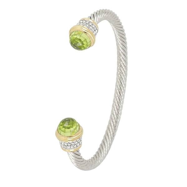 Briolette Wire Cuff Bracelet with Pavé - Peridot