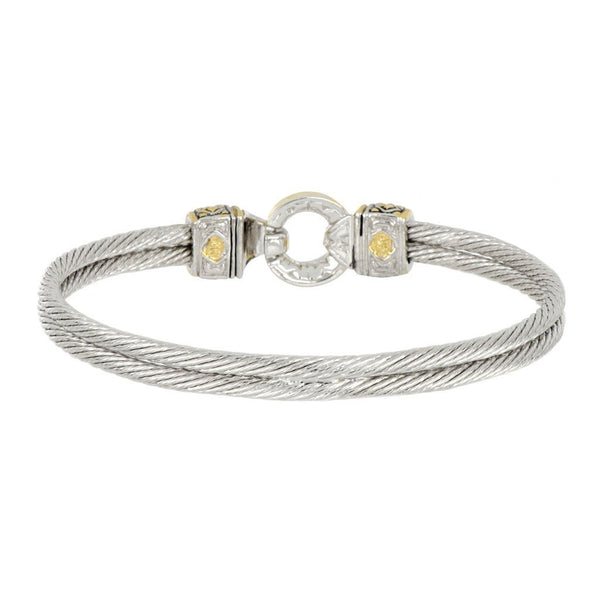 Antiqua Pave Circle Double Wire Bracelet - Jenna Jane's Jewelry