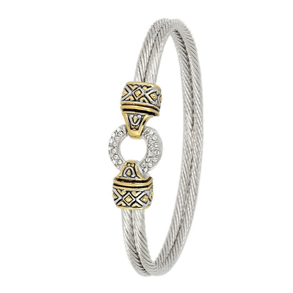 Antiqua Pave Circle Double Wire Bracelet - Jenna Jane's Jewelry