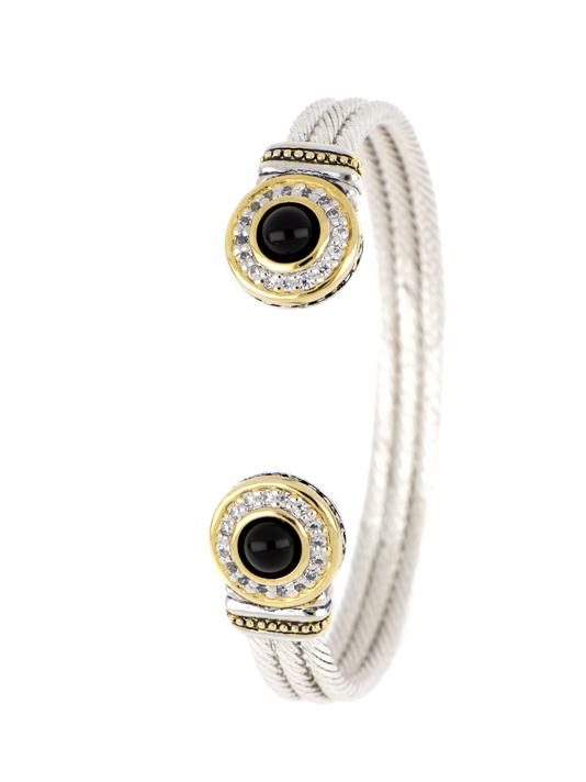 Perola Black Onyx Pave Cuff Bracelet - Jenna Jane's Jewelry
