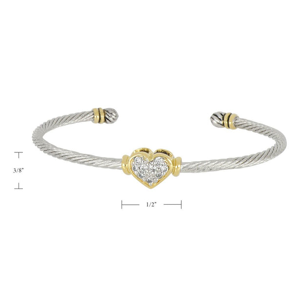 Celebration Petite Pavé Heart Wire Cuff Bracelet