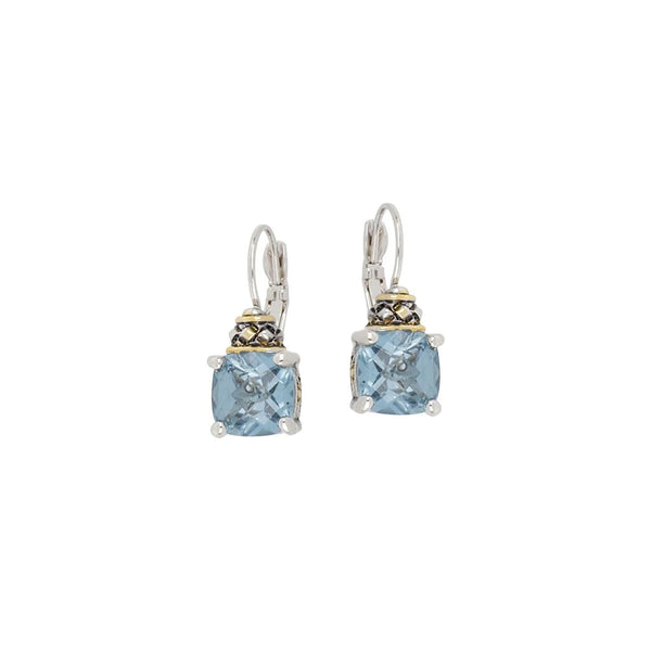 Anvil Collection Square Cut French Wire Earrings - Aqua