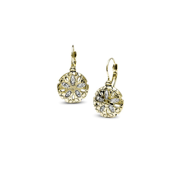 Seaside Sand Dollar CZ French Wire Earrings