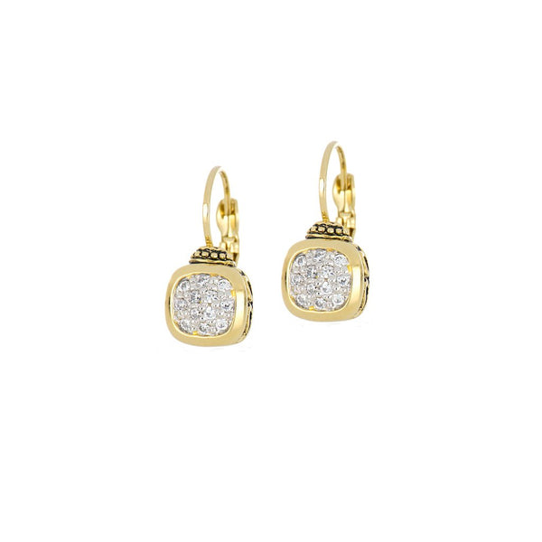 Nouveau Cushion Pave Gold Earrings - Jenna Jane's Jewelry