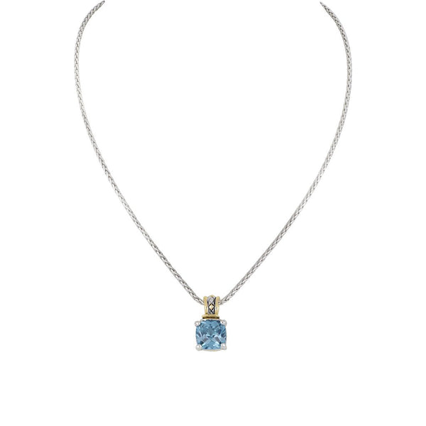 Beijos Cushion Cut Pendant Necklace Aqua