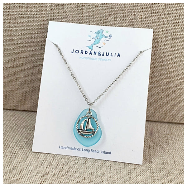 Sailboat Sea Glass Necklace