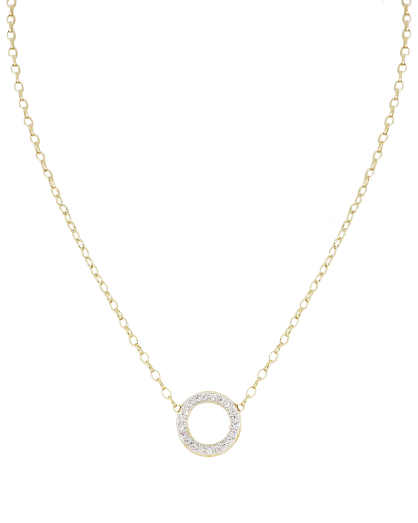 Aldrava Circle Pavé Necklace Gold 16-18" Chain