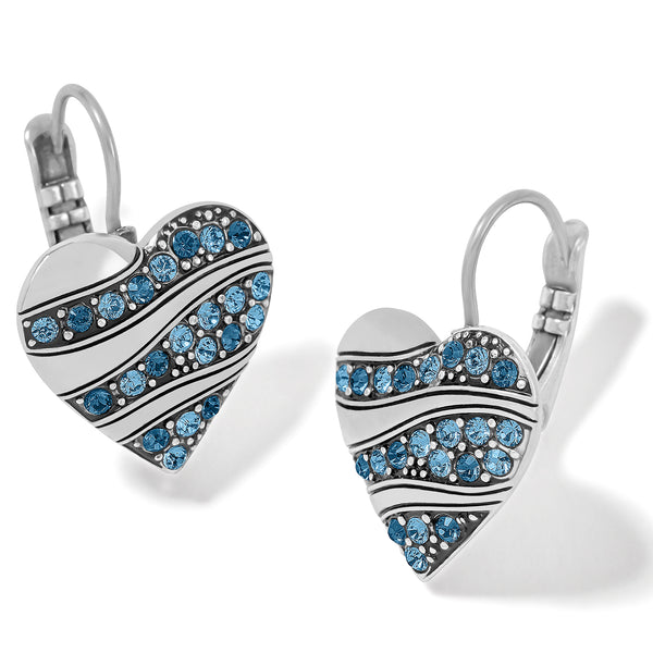 Crystal Passage Heart Leverback Earrings