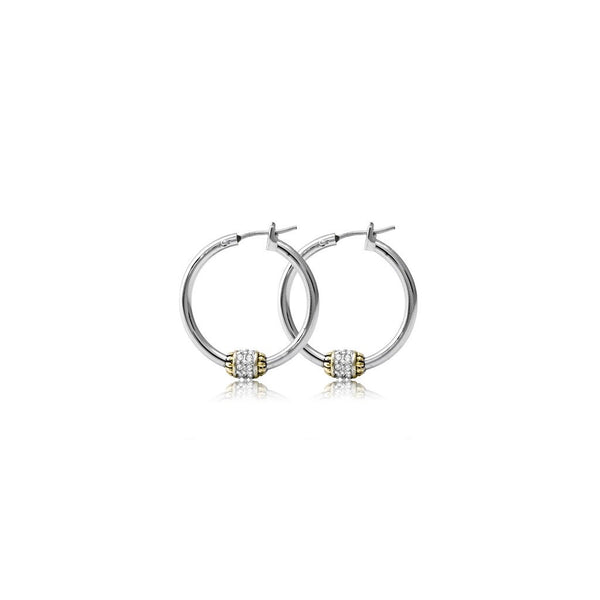 Beaded Pave Hoop Earrings