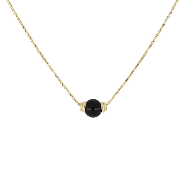 Perola Collection - Single Black Onyx Gold Necklace