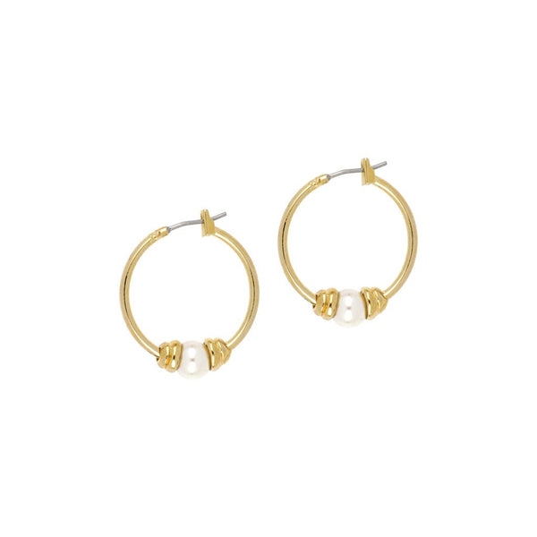 Single Pearl Small Hoop Earrings