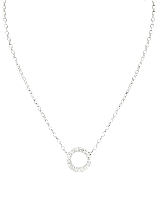 Aldrava Circle  Pavé Necklace Rhodium 16-18" Chain