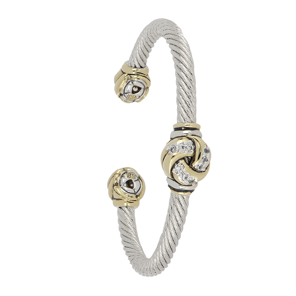 Infinity Knot Pave Center Wire Cuff Bracelet
