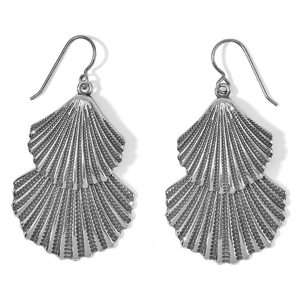 Silver Shells Two Tier French Wire Earrings