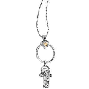 Heart Charm Reversible Badge Clip Necklace