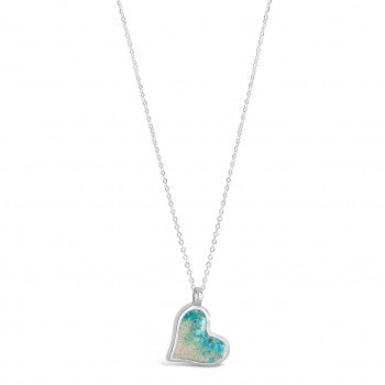 Tilted Heart Necklace - Turquoise Gradient